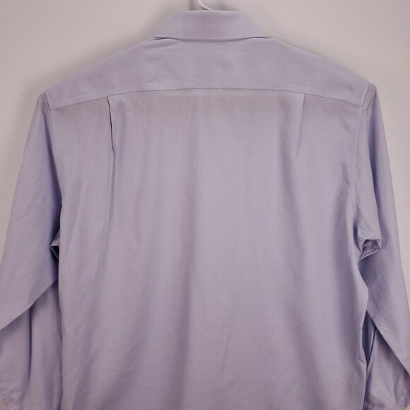 M&S Collection Shirt Mens 17 Blue Long Sleeve Button Down Cotton Performance - Picture 4 of 10